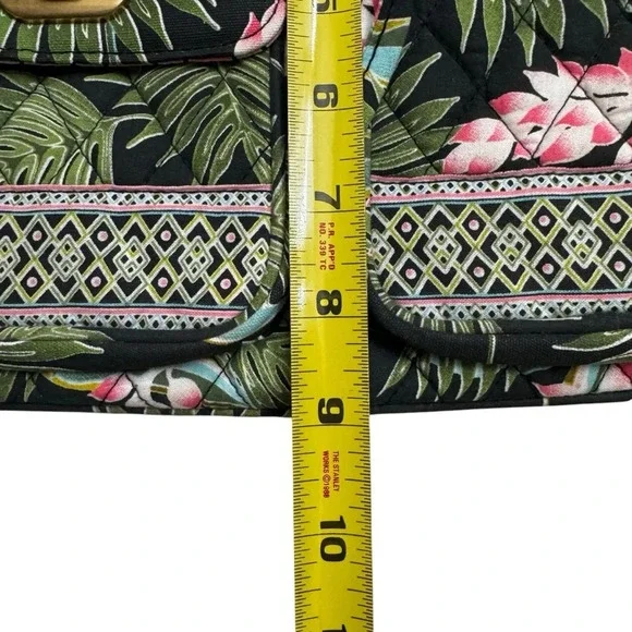 MaggiB Crossbody Purse Topical Green Cotton Quilted Travel Floral Leaves - Picture 7 of 10